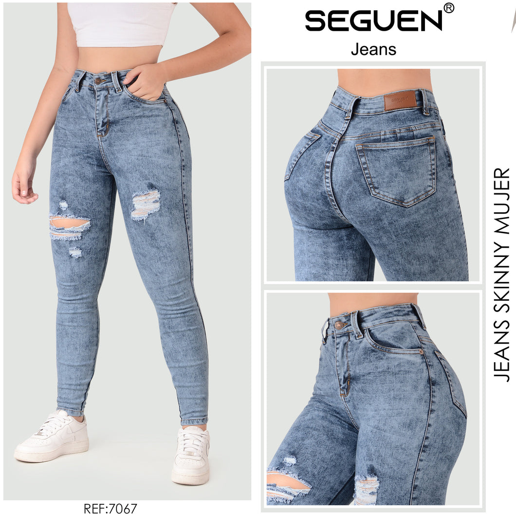 JEANS MUJER SKINNY TIRO ALTO  BOLSILLOS DELANTERO FUNCIONAL REF 7067