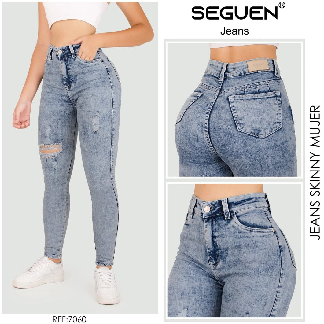 JEANS MUJER SKINNY TIRO ALTO  BOLSILLOS DELANTERO FUNCIONAL REF 7060
