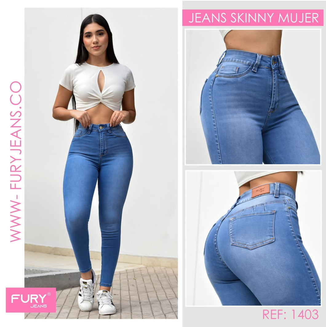 JEANS MUJER SKINNY TIRO ALTO REF 1403