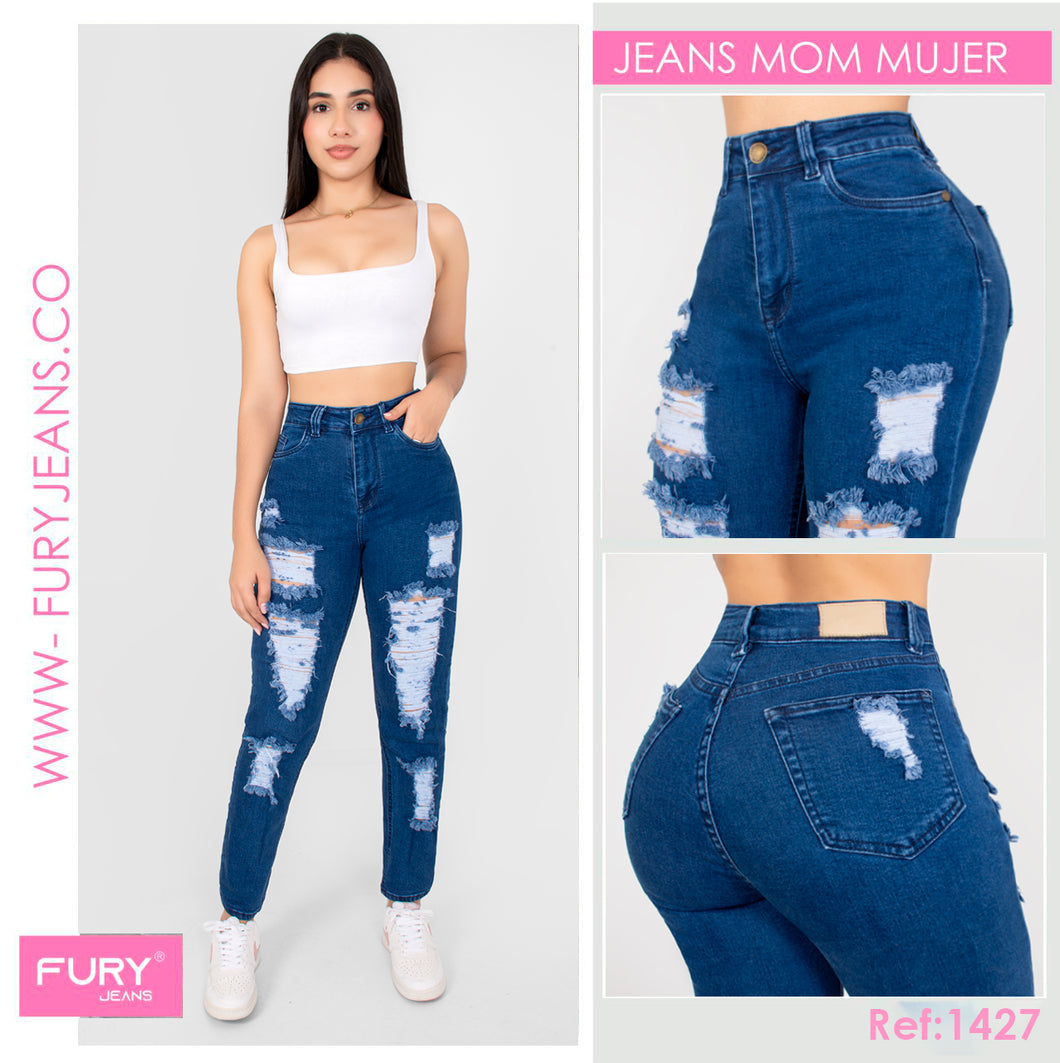 JEANS MOM FIT MUJER TIRO ALTO 1427