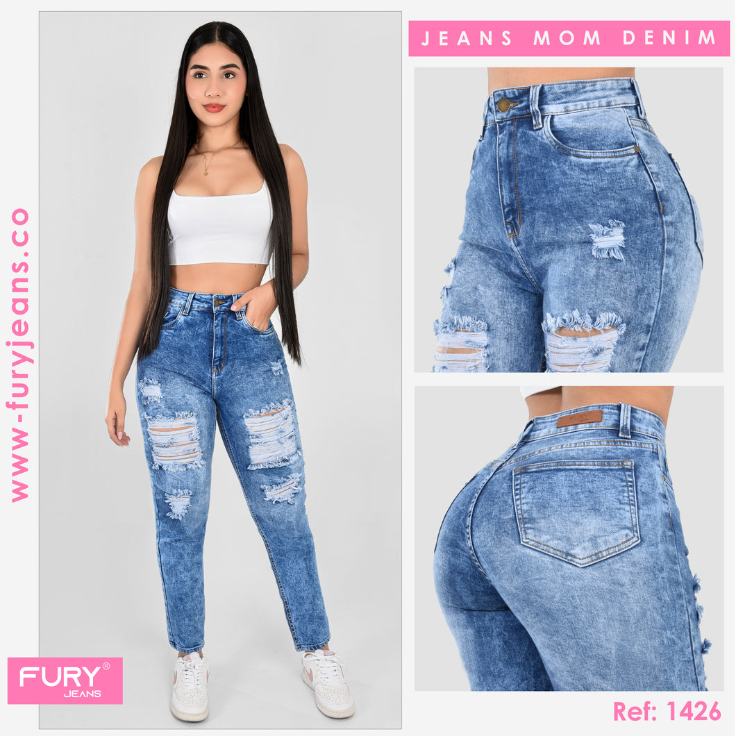 JEANS MOM FIT MUJER TIRO ALTO 1426