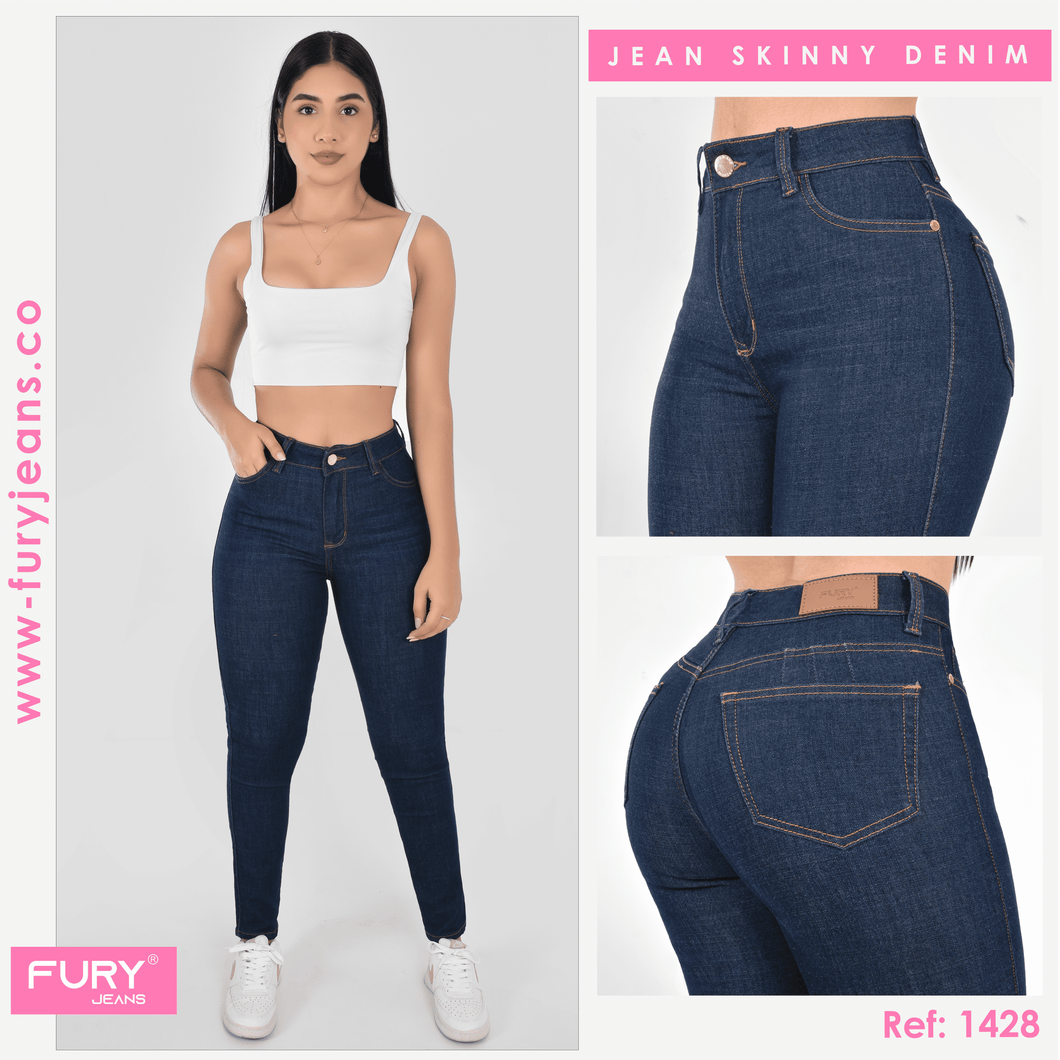 JEANS MUJER SKINNY TIRO ALTO  BOLSILLOS DELANTERO FUNCIONAL REF 1428