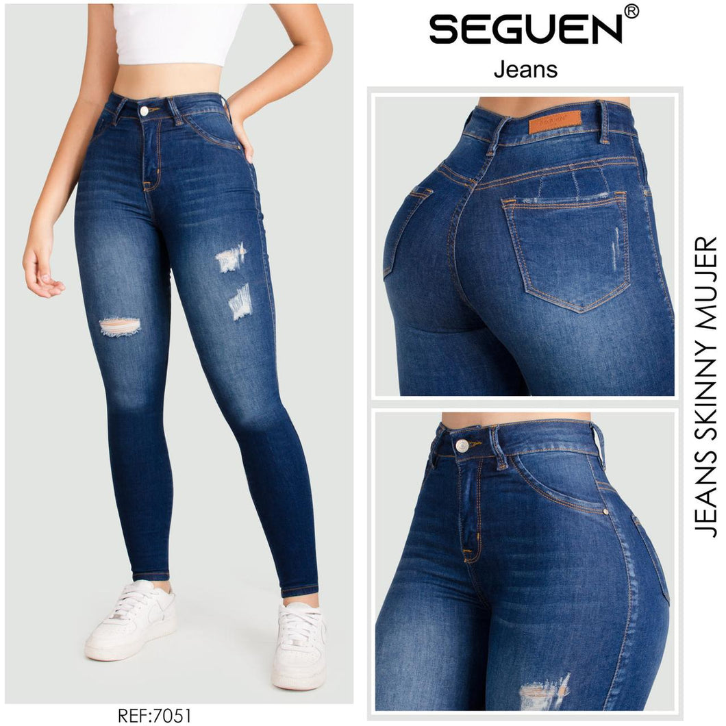 JEANS MUJER SKINNY TIRO ALTO REF 7051